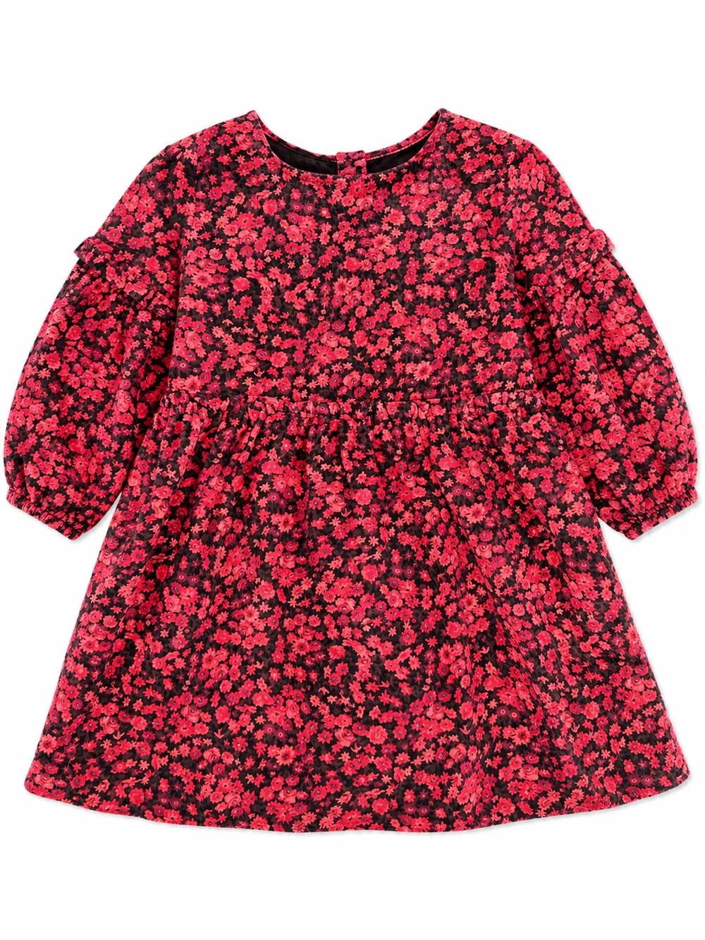Baby Gap Toddler Girls Red Black Floral Corduroy Dress Years Long Sleeve Size 3T